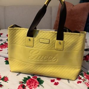 Vintage yellow Gucci tote. Authentic, good condition.